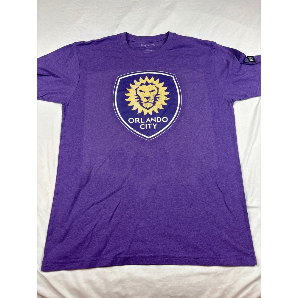 500 Level Orlando City SC Mens Large Purple Heathered Graphic Soccer T-Shirt